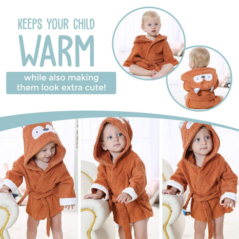 BlueMello Baby Fox Bathrobe | Ultra-Soft Hooded Robe for Toddlers 0-6 Months | Essential Bath Towel for Infants | Ideal for Infant Boy Accessories...