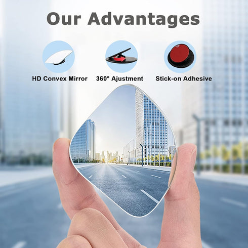 Blind Spot Mirror, Fan Shape Blind Spot Mirror, Upgrade HD Glass Wide Angle Fan Shaped Mirror, Frameless 360° Adjustable Convex Rear View Mirror f...