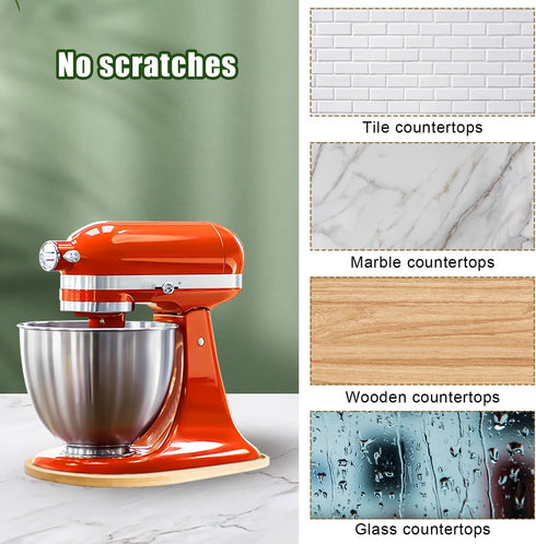 Mixer Sliding Mats for Stand Mixer, Waterproof Kitchenaid Mixer Slider Mat Wood Mixer Mover Mat Slide Pad for Mixer with 5-8 Qt Mixer and Mixer Ap...