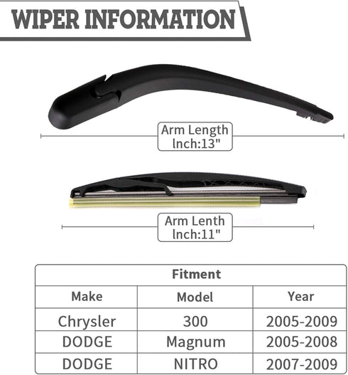 Rear Wiper Arm Blade Nut Set Replacement for Chrysler 300,Dodge Magnum 2005-2009,Nitro 2007-2009,Rear Wiper Cover Accessories Assembly, Wiper Cap ...
