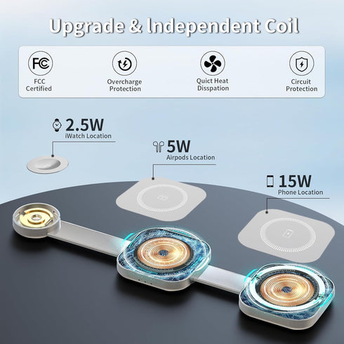 4 in 1 Wireless Charger for Apple: Used for iPhone 11 12 13 14 15, Wireless Charging Station for Galaxy S9 10 21 22 23, Wireless Charging Stand fo...