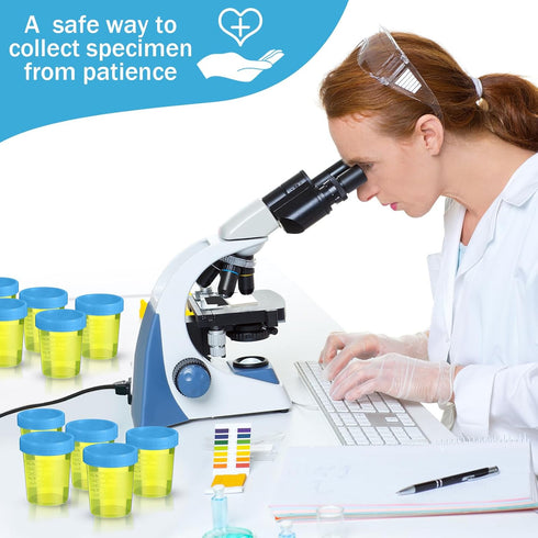 25 Pcs Disposable Specimen Cup Urine Cups 4oz Specimen Container with Leak Proof Screw on Single Use Stool Sample Collection Kit for Safe Urine Pe...