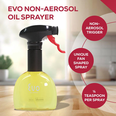 Evo Oil Sprayer Minis, Non-Aerosol for Olive, Cooking Oils, and Vinegars, Yellow, 8-Ounce Capacity, Set of 2...