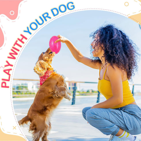 4 Pcs 4.5'' Spiky Squeaker Football Dog Toy for Medium Large Dogs Spiky Dog Balls Puppy Chew Toys for Aggressive Chewers Spiky Ball Dog Toy Fetch ...