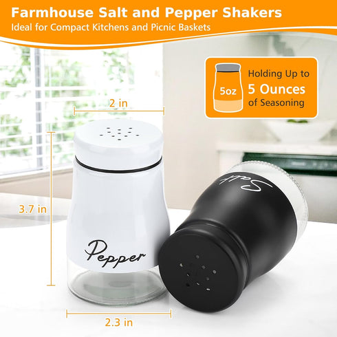 Accmor Salt and Pepper Shakers Set, 5oz Stainless Steel Salt and Pepper Shakers Seasoning Container with Glass Bottom for Home Cooking Restaurants...