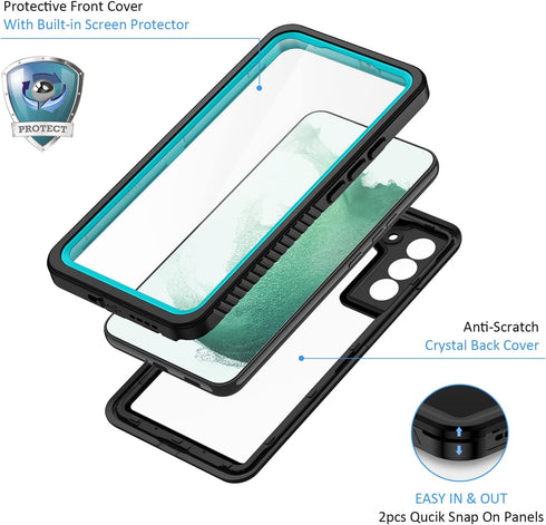 Lanhiem Samsung Galaxy S22+ Plus Case, IP68 Waterproof Dustproof Shockproof Case with Built-in Screen Protector, Heavy Duty Full Body Protective C...