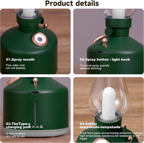 Green Time Lamp Humidifier?Adjustable Gradient Ambient Lighting?One-Button Timing, Two Spray Modes.Humidifiers for Bedroom,Baby Nursery, Plants....