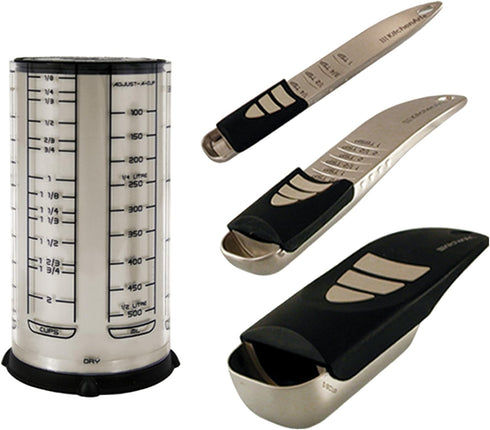 KitchenArt Baker’s Pro Adjust-A-Measure Set, 4-Piece, Satin...