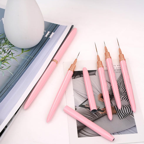 Nail Art Liner Brushes, 5Pcs Painting Nail Art Brush Set Nail Dotting Drawing Tool for Long Lines, Thin Details, Fine Drawing Sizes 4/8/12/20/25mm...