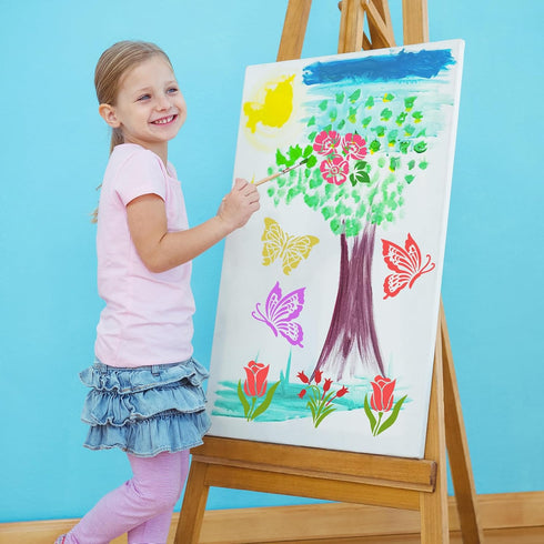 64Pcs Flower Stencils for Painting 3 Inch Plastic Stencils for Crafts Rock Painting Stencils Reusable Stencils for Painting on Wood Wall Tile Home...
