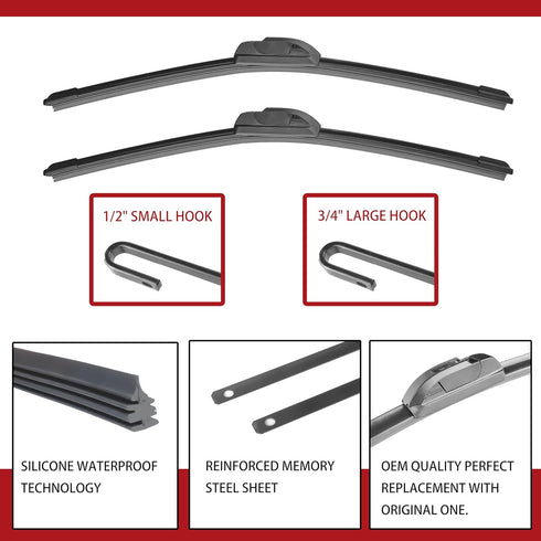 26"+22" Silicone Windshield Wiper Blades Replacement for Honda Odyssey 2020-2011/Toyota Venza 2014-2009/RAM ProMaster 2020-2014 OEM Quality All We...