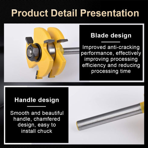 KATUR Tongue and Groove Router Bit Set, 1/4 Inch Shank Grooving Router Bit, Wood Milling Saw Cutter, New Woodworking Tools, 3 Teeth T Shape (1/4" ...