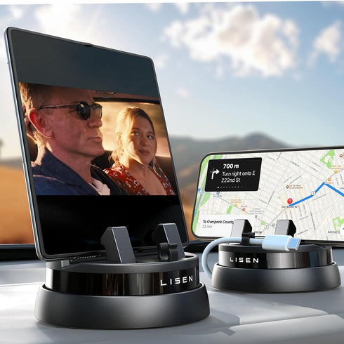 LISEN Car Phone Holder(Updated),360° Rotatable Dashboard Cell Phone Holder,Non-Slip Navigation Car Phone Mount Dash Fit for iPhone 15 Pro Max/14/1...