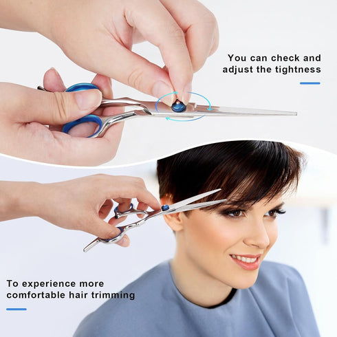 Hair Cutting Scissors and Thinning Shears, 6.5in Professional Stainless Steel Barber Scissors with Sharp Blades, Ergonomic Hairdressing Scissors f...