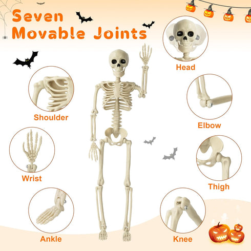 1 Pack Halloween Skeleton Decorations, 15.7" Halloween Full Body Mini Skeleton with Movable Posable Bones,Spooky Skeleton for Halloween Party Deco...