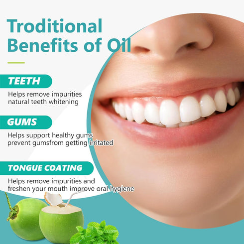 Coconut Oil mouthwash-Natural Teeth WHITENING×237ml-100% Pure Fractionated Coconut Oil whitening mouthwash-Helps Improve Oral Hygiene-Tongue Scrap...