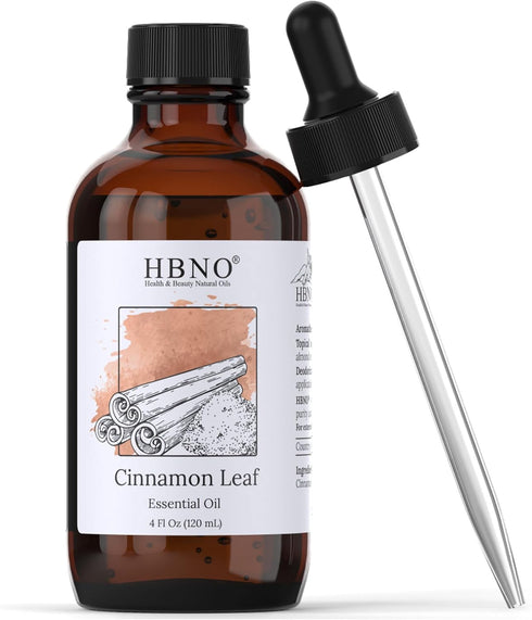 HBNO California Bottled Cinnamon Essential Oil (Leaf) 4 fl oz (120ml) - Natural Cinnamon Oil - Perfect for Cleaning, Aromatherapy, DIY, Soap & Dif...