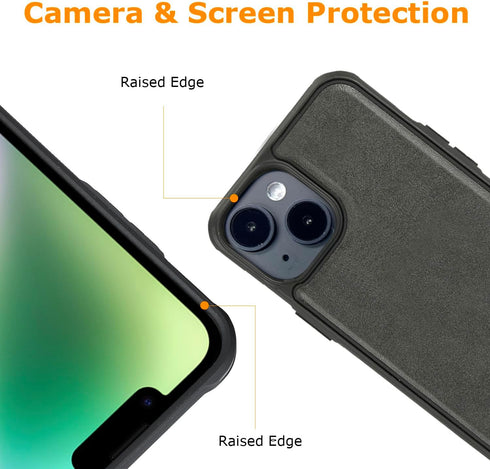 molzar MagBig Series Case for iPhone 14, Built-in Metal Plate for Magnetic Car Mount, Support Wireless Charging, Compatible with iPhone 14, Black....