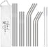 Hiware 12-Pack Reusable Stainless Steel Metal Straws with Case - Long Drinking Straws for 30 oz and 20 oz Tumblers Dishwasher Safe - 2 Cleaning Br...