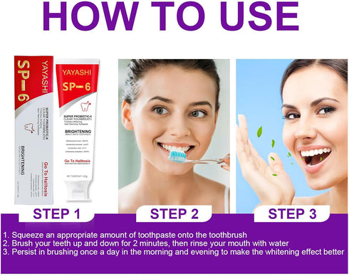 2Pcs SP-6 Ultra Whitening Toothpaste, SP-6 Probiotics Whitening Toothpaste, Fresh Breath, Stain Removing.(Red)...