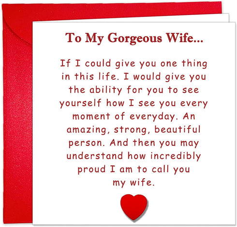 Sentimental Anniversary Card for Wife, Birthday Card for Her, Wedding Card for Wife, To Gorgeous Wife Card from Husband with Envelope...