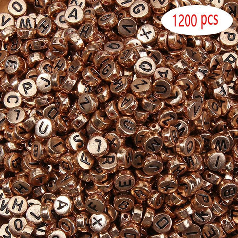 Letter Beads 1000pcs Acrylic Alphabet Letter Beads A-Z Letter for Jewelry Making (bg Rose Gold)...