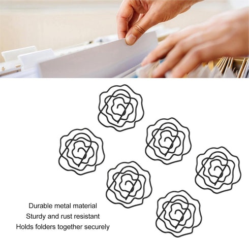 Paperclips Set, Metal Decorative Exquisite 50pcs Flower Paper Clips Cute for Office for Scrapbooking (Black)...