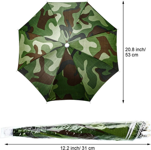 3 Pieces Rainbow Umbrella Hats Camouflage Fishing Cap Beach Umbrella Headband...