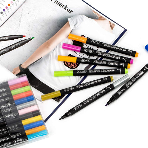 ZEYAR Permanent Markers Fabric Art Pens, Great on Bags, Shoes, T-shirts & Other Fabric Paint Materials - Child Safe & Non-Toxic For Washable Art a...