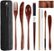 Wooden Utensils for Eating with Updated Case Reusable Bamboo Cutlery Set 9 Pcs Travel Utensils Wooden Bamboo Fork and Spoon Set Wood Flatware Set ...