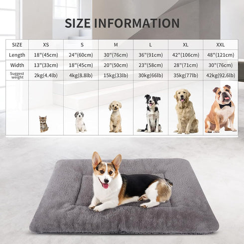 Reversible Dog Bed Mat with Plush and Corn Velvet,Soft Warm Pet Cushion, Dual Purpose Washable Sleeping Mattress Bed for Small Medium Large Dog an...