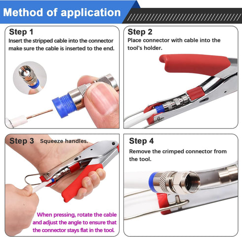 mxuteuk RG59 RG6 Coax Cable Crimper Tool Coaxial Compression Tool Fitting Wire Stripper With 5PCS F Type RG6 Compression Connectors...
