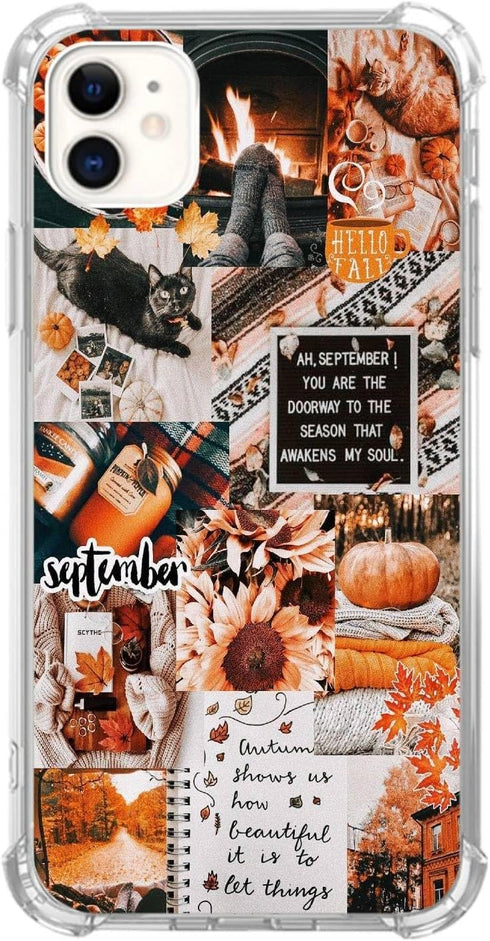 Aesthetic Fall Collage Phone Case Compatible with iPhone 12/iPhone 12 Pro, Autumn Pumpkin Collage Case for Girl Women Men, Unique Soft TPU Bumper ...