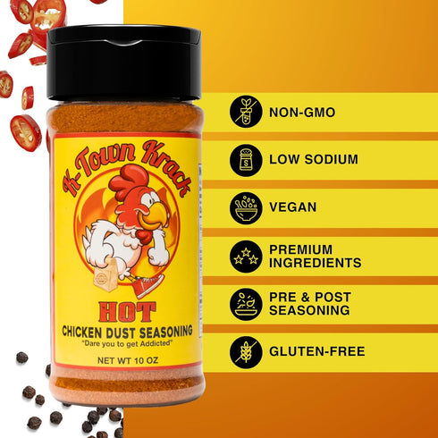 K-Town Krack - Hot Chicken Dust Seasoning - Chicken Wing Seasoning & Spicy Seasoning for Chicken, Beef, Pork, Fish - All-Purpose Seasoning, Spice ...