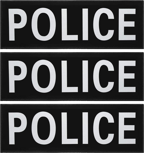 Syhood 3 Pieces Police Patches for Vest 11 x 4 Inches Reflective Ultra Black Police Panel Patches for Vest Jacket Back Panel...