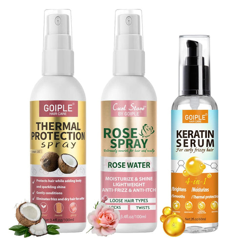 Heat Protectant Spray for Hair Coconut Heat Protectant Product- Keratin Protein Hair Serum Anti Frizz Control Repair Hair- Rose Water Spray for Ha...