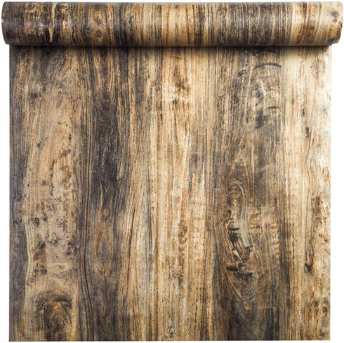Self Adhesive Distressed Wood Grain Wall Paper for Cabinets Countertop Table Desk Furniture Removable Shelf Liner Wallpaper 15.7x98 Inches...