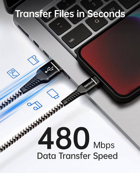 6ft iPhone Charger Cord, 3 Pack 6feet Nylon Braided USB Fast iPhone Charging Cable Compatible with iPhone 14/13/12/11/X/XS/XR/XS Max/8/7/6/5S/SE, ...