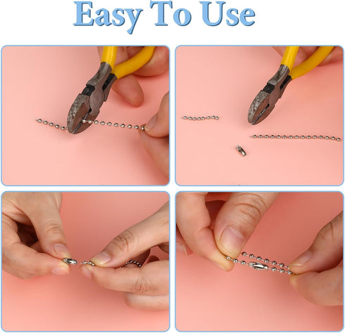 100Pcs Ball Chain Connector Stainless Steel Silver Beaded Chain Fits for1.6/2/2.4/3.2/4mm Beaded Ball Chain Clips...