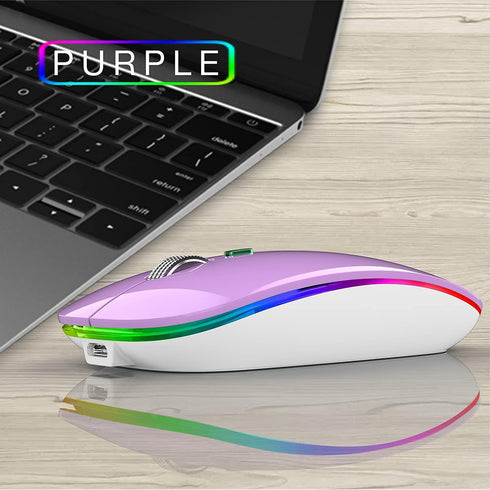 Uiosmuph LED Wireless Mouse, G12 Slim Rechargeable Wireless Silent Mouse, 2.4G Portable Optical Computer Mice with USB Receiver and Type C Adapter...
