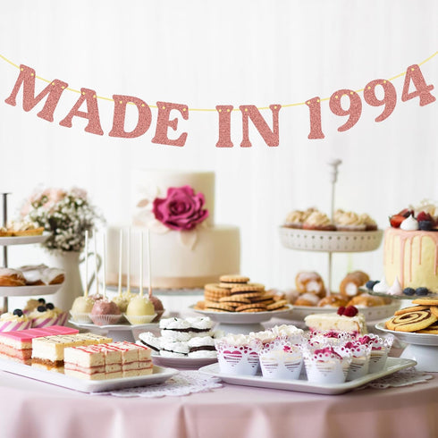 30th Birthday Decorations No DIY Made in 1994 Banner Glitter Cheers to 30 Years Happy Birthday Party for Woman Indoor/Outdoor (Rose Gold)...