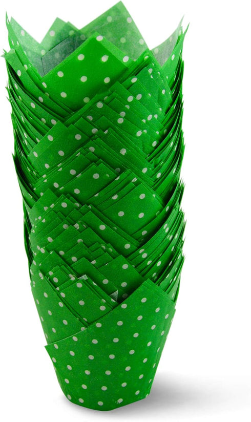 Polka Dot Green Tulip Baking Cups Cupcake Liners Muffin Liners Greaseproof Paper (100, Polka Green)...