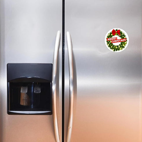 Merry Christmas Wreath Seasonal Magnet, Holiday Decoration for Refrigerator and Car, 5.5 Inches...