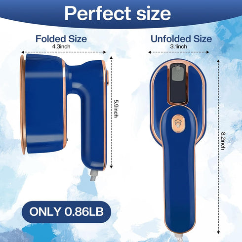 Mini Steam Iron, Travel Steamer for Clothes Portable Mini Iron, Portable Steamer for Dry and Wet Ironing, 970W Handheld Steamer 180° Rotatable Gar...