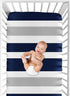 Fitted Crib Sheet for Navy and Gray Stripe Baby/Toddler Bedding - Stripe Print...