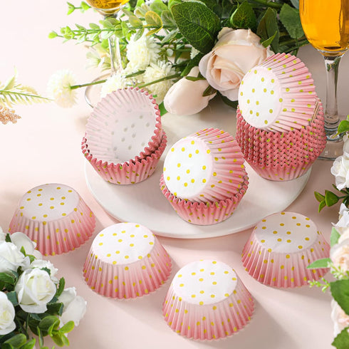 Funtery 300 Count Pink Cupcake Liners Pink Gold Bridal Shower Cupcake Wrappers Cupcake Wrappers Decorations Paper Cupcake Liners for Baking Baby B...