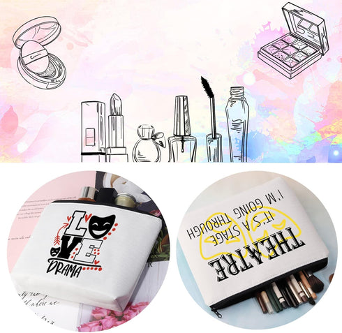 CMNIM Drama Makeup Bag Comedy Tragedy Mask Gift For Drama Theater Lover Cosmetic Pouch Bag Theatre It's A Stage I'M Going Through (LOVE Drama Make...
