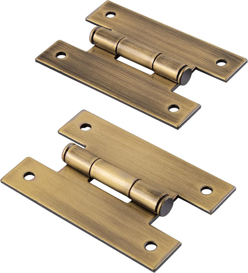 Antique Brass "H" Type Cabinet Door Hinges | 2 1/2" x 1 5/8" | Pack of 2 | Flush Mount Furniture Hinges | Furniture Hardware | L-H0501A-AB-A (1)...