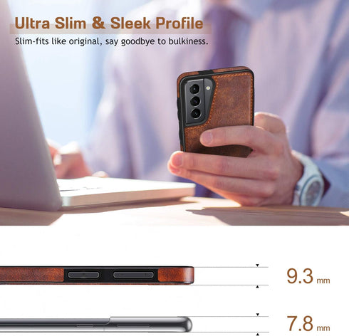 LOHASIC for Galaxy S21 Case 5G, Premium Leather Luxury PU Non-Slip Grip Rugged Bumper Shockproof Full Body Protective Cover Men Women Phone Cases ...