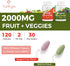 2000 MG Fruits and Vegetables Supplements, Natural Balance Over 35+ Fruits and Vegetables, 100% Whole Food Superfoods Fruit and Veggies Supplement...